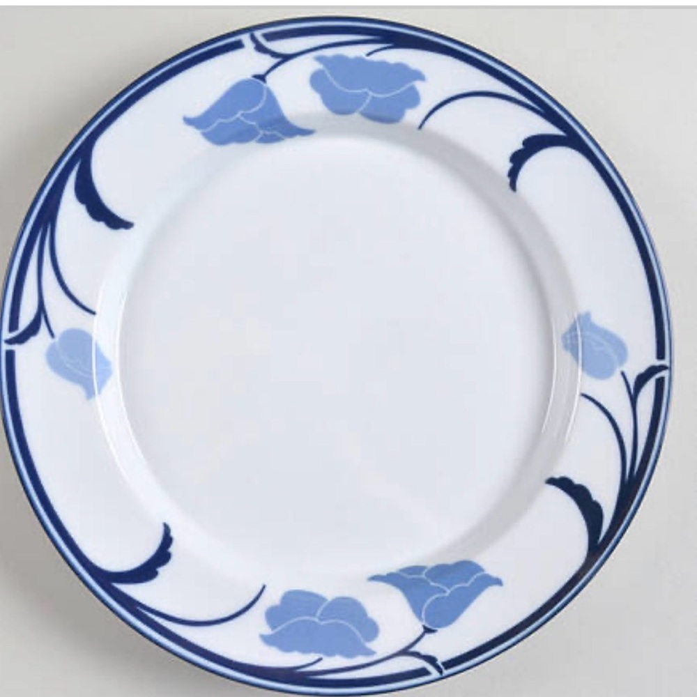 Dansk Tivoli Belles Fleurs Blue Platter 1980s Discontinued Floral White